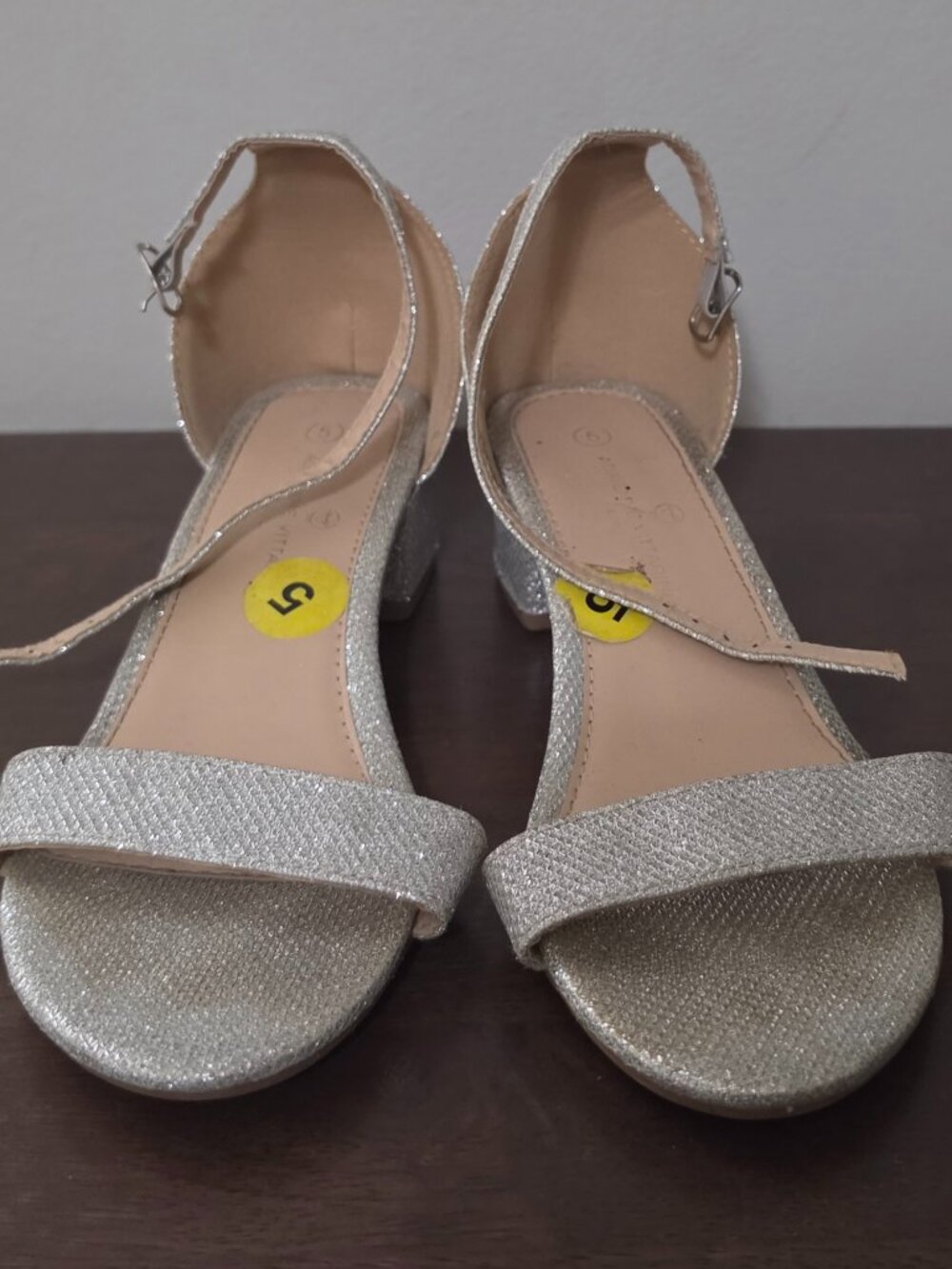 Silver Glitter Ankle-Strap Block Heel Sandals glittery block heel sandals.